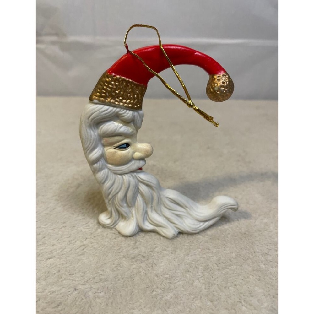 New in Box Santa Moon Porcelain Christmas Ornament Heirloom Nostalgic